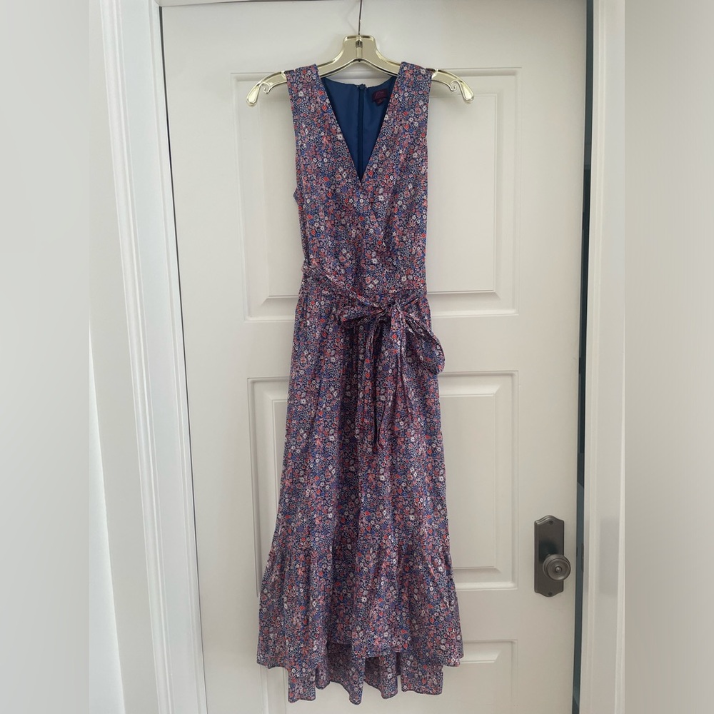 J. Crew Sleeveless faux-wrap dress in Liberty® Kayoko deep blue floral